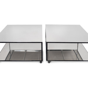 Appraisal: Postmodern st Century Pair of Two-Tiered Coffee Tables polished chrome