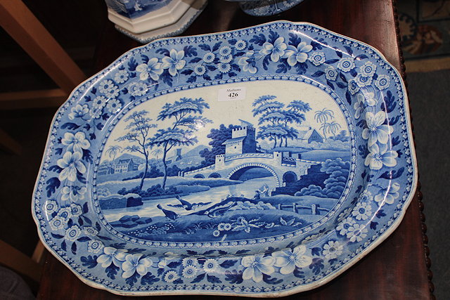 Appraisal: A TH CENTURY SPODE BLUE AND WHITE MEAT DISH decorated