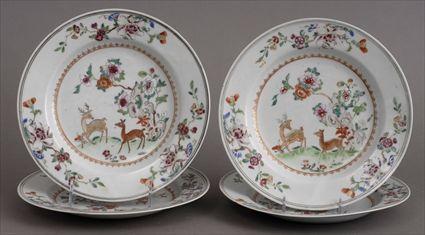 Appraisal: SET OF FOUR CHINESE EXPORT FAMILLE ROSE PORCELAIN PLATES Each