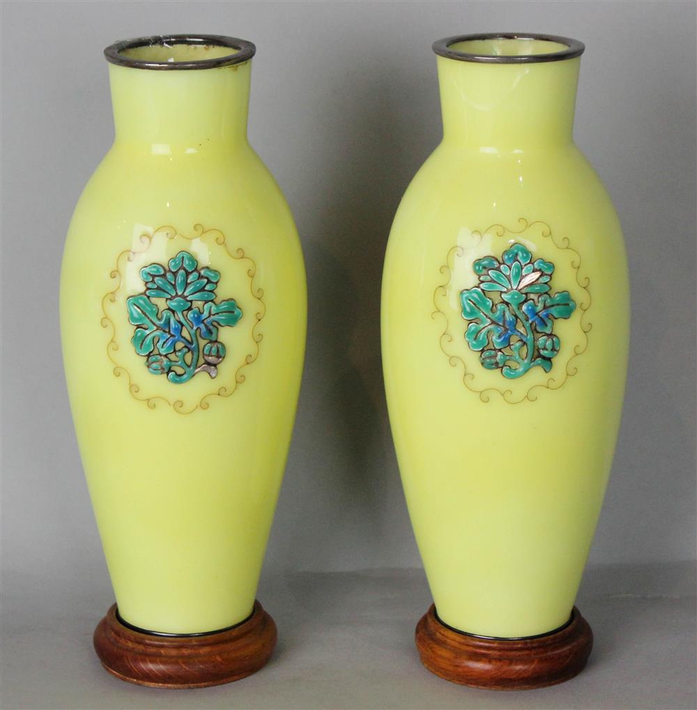 Appraisal: PAIR OF ANDO CLOISONNE ENAMEL VASES TH C marked under