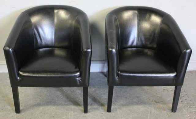 Appraisal: Pair of Leather Upholstered Midcentury ClubChairs From a Manhattan NY