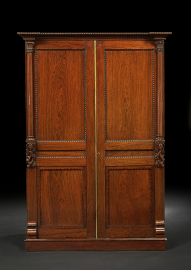 Appraisal: Victorian Rosewood Cabinet fourth quarter th century the egg-and-dart-molded cornice