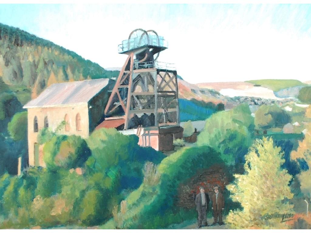 Appraisal: ROGER HAMPSON - OIL PAINTING ON BOARD 'Old Pit Rhondda