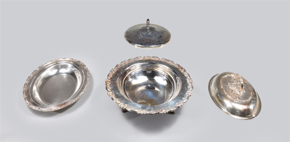 Appraisal: Group of two silver plate serving dishes with warming cover