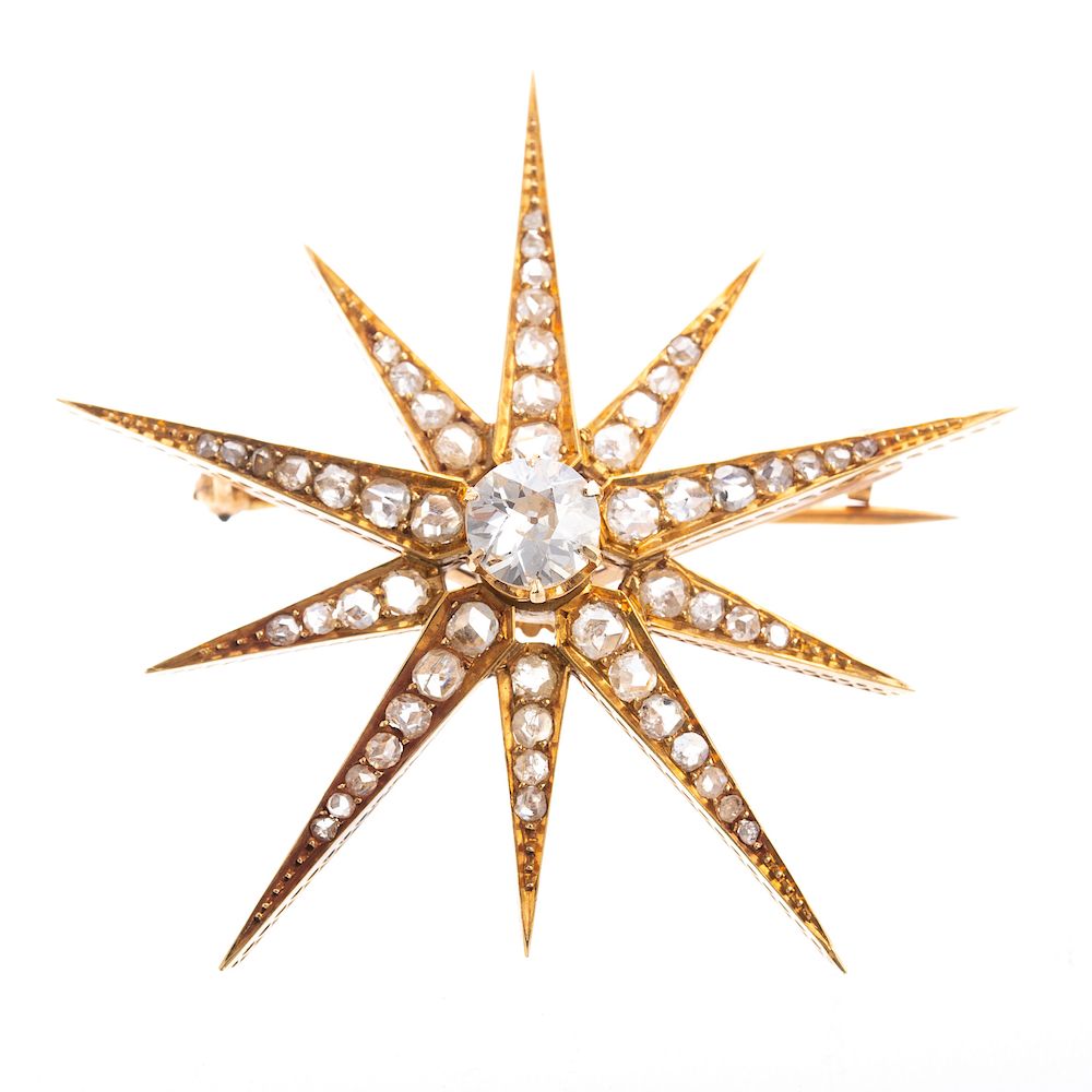 Appraisal: A Vintage French Star Brooch with Diamonds in K K