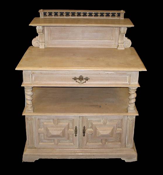 Appraisal: A Renaissance Revival style limed oak buffet height ft in