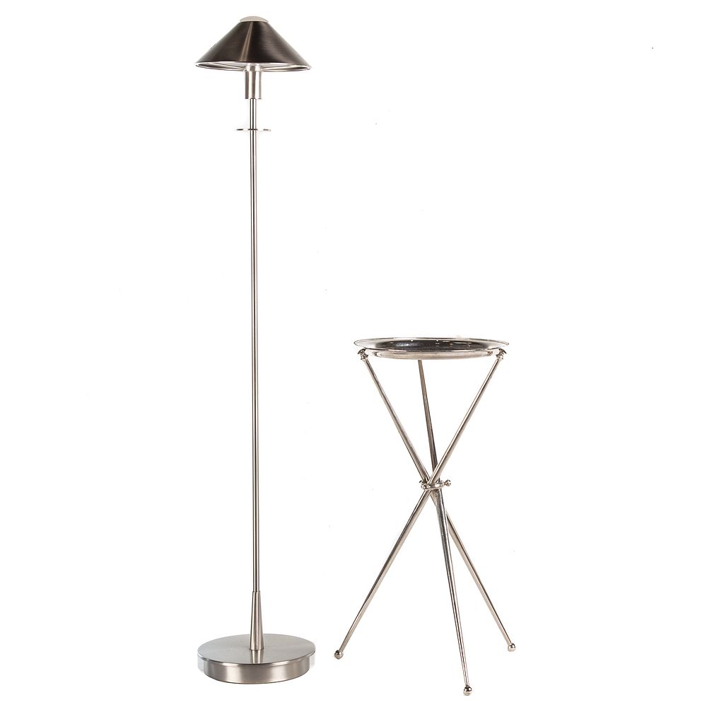 Appraisal: Contemporary Chrome Floor Lamp Tray with Stand Brushed chrome contemporary