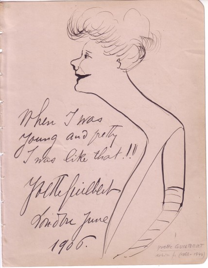 Appraisal: ILLUSTRATED WITH A SELF PORTRAIT GUILBERT YVETTE Autograph Inscription dated