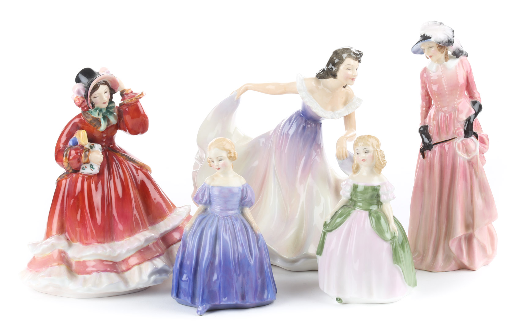 Appraisal: Five Royal Doulton china figures including Penny HN Marie Maureen