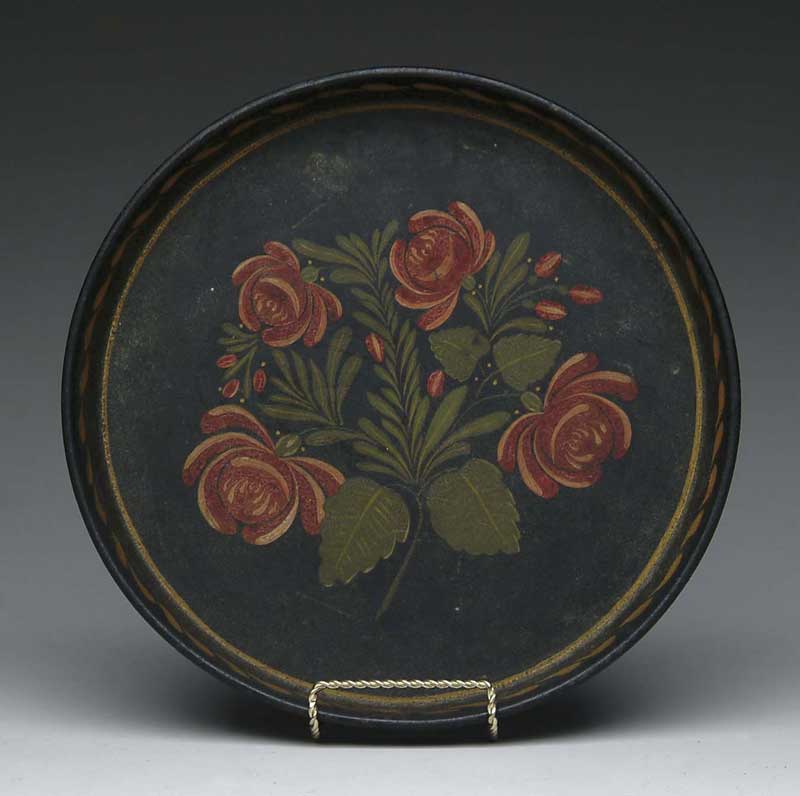 Appraisal: FINE TOLEWARE DECORATED TRAY Fine decoration with red roses and