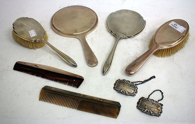 Appraisal: A QUANTITY OF SILVER to include two silver backed dressing