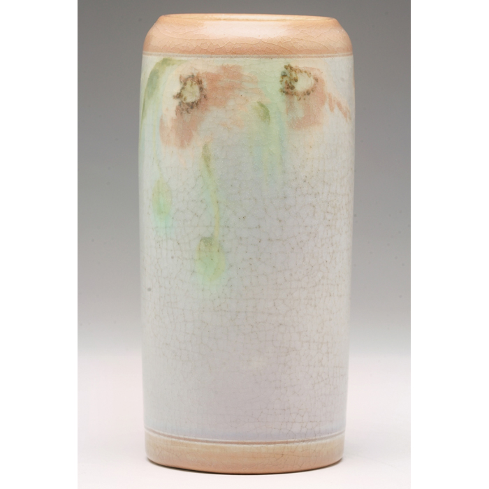 Appraisal: Rookwood vase Vellum glaze with a pink rim at top