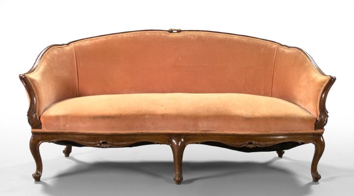 Appraisal: Provincial Louis XV-Style Mahogany Canape early th century the molded