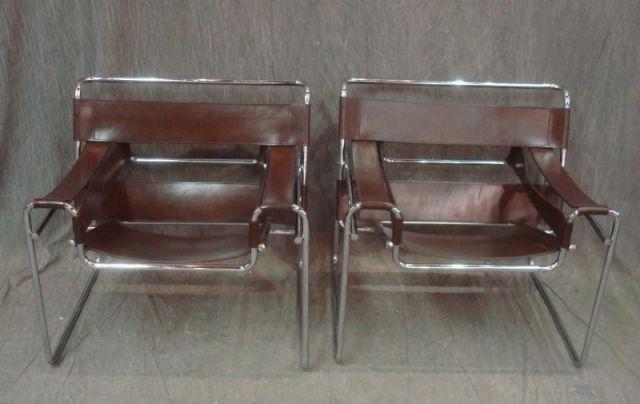 Appraisal: Pair of Leather and Chrome WASSILY Midcentury Chairs From a