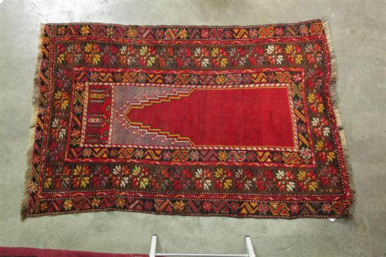 Appraisal: TURKISH PRAYER RUG Late th early th century with solid