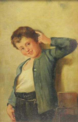 Appraisal: HENRICI John Oil on Canvas Portrait of a Boy Signed