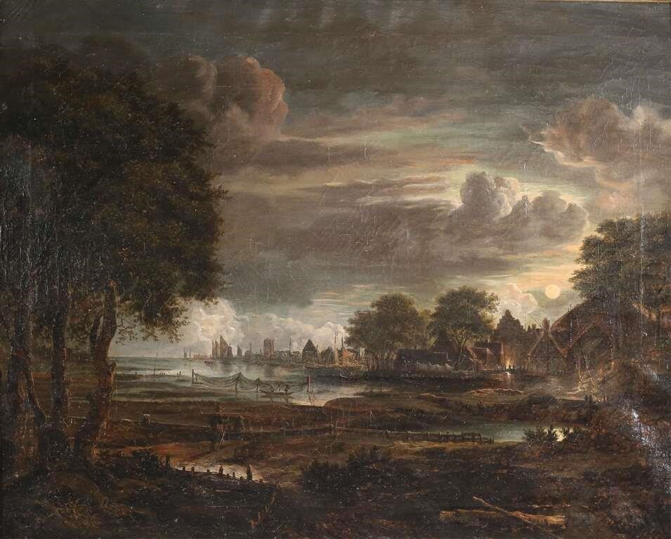 Appraisal: After Aert van der Neer Dutch - Oil on canvas