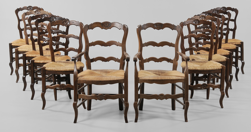 Appraisal: Assembled Set of Twelve Provincial Louis XV Style Dining Chairs