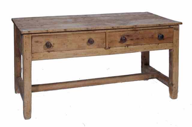 Appraisal: A VICTORIAN PINE KITCHEN SIDE TABLE with plank top and