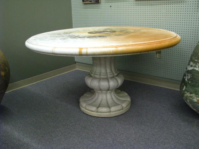 Appraisal: Composition outdoor round patio table inches diameter top inches tall