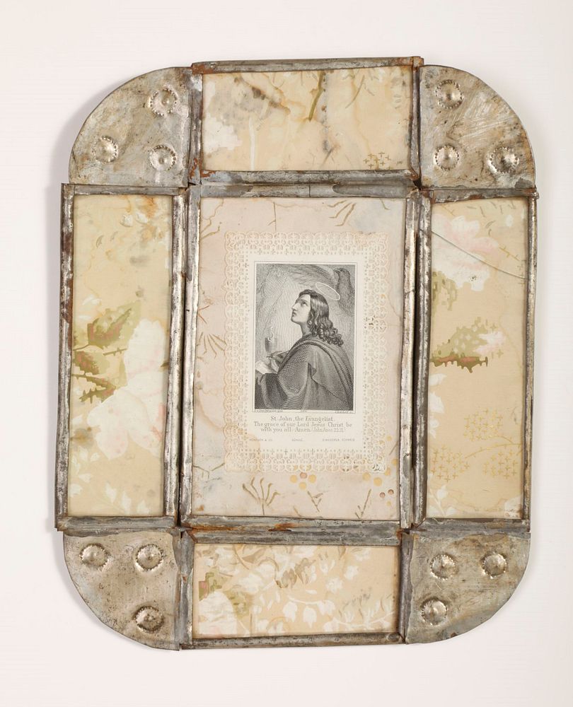 Appraisal: Tin Frame with Devotional Card ca Attributed to Rio Arriba