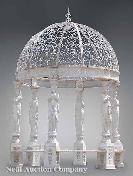 Appraisal: A White Painted Cast Iron Gazebo the domed top with