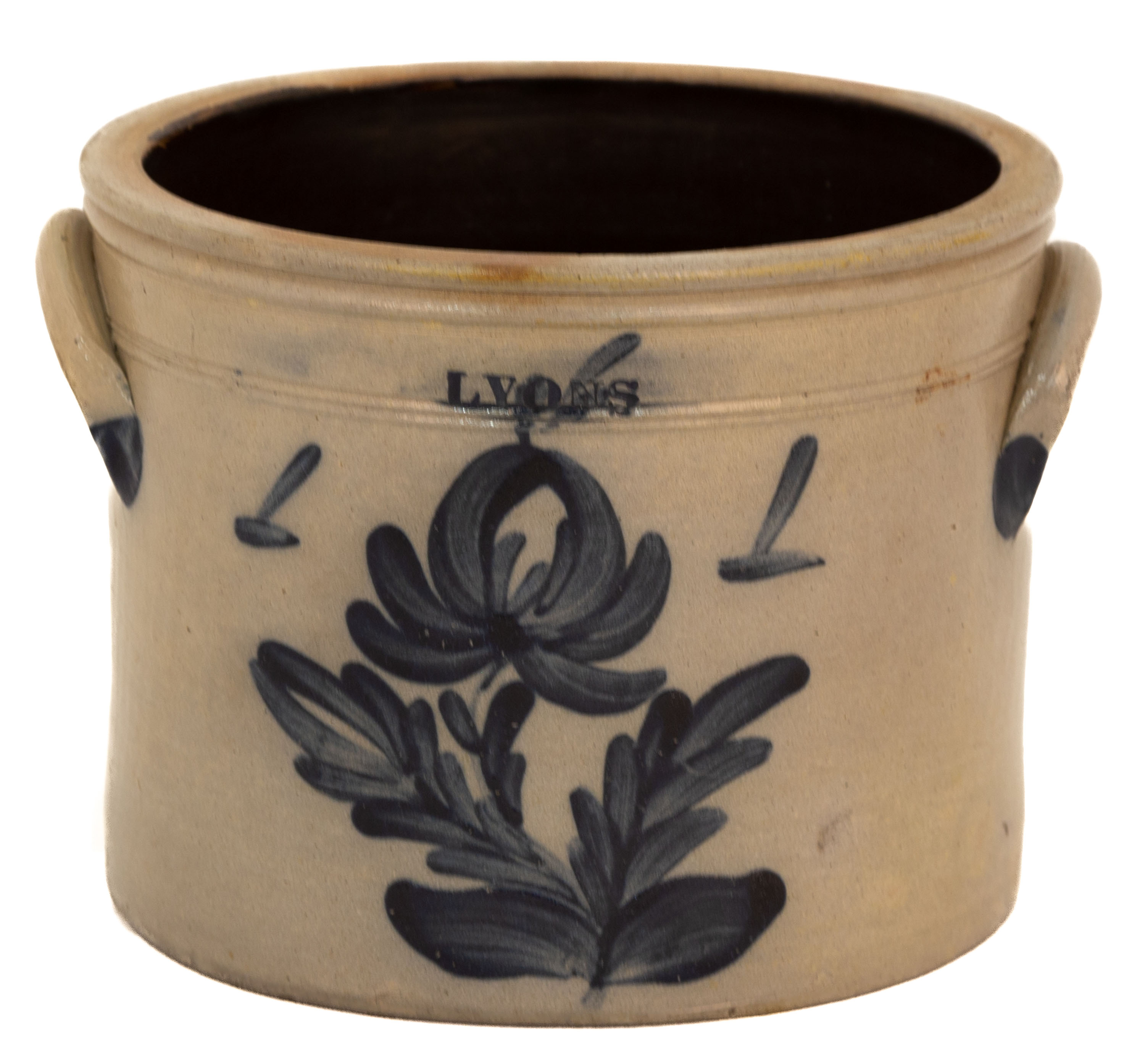 Appraisal: LYONS GALLON STONEWARE CROCK th century with flower decoration