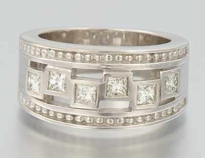 Appraisal: A Ladies' Princess Cut Diamond Ring k white gold ring