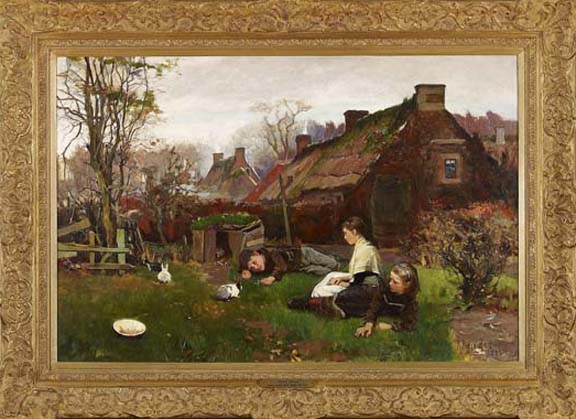 Appraisal: Robert Payton Reid British - Country Village View of Children