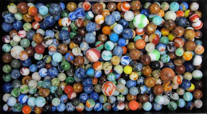 Appraisal: AN ESTATE COLLECTION OF APPROXIMATELY HAND MADE MARBLES solid swirls