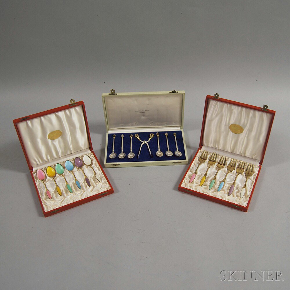 Appraisal: Two Small Cased Sets of Danish Sterling Silver Flatware a