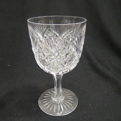 Appraisal: Hawkes Cut Glass Goblets brilliant period diamond hobstar rays ounces