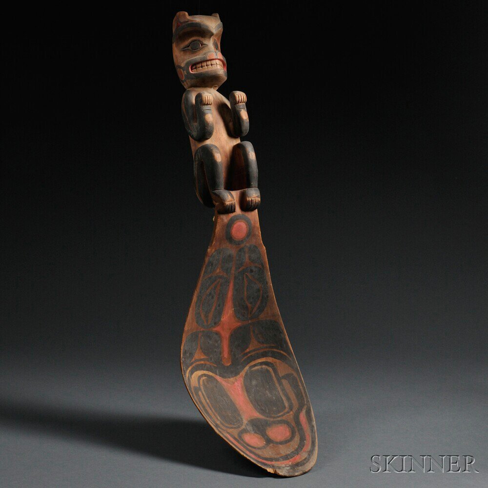 Appraisal: Northwest Coast Painted Pot Latch Ladle with massive scoop and