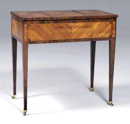 Appraisal: Italian neoclassical rosewood vanity rosewood and other exotic veneers three-section