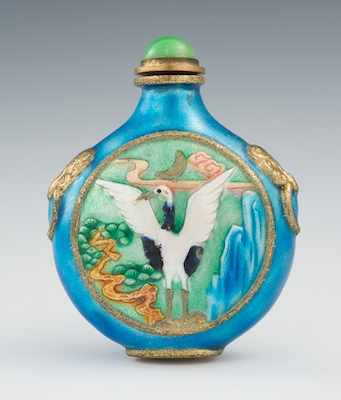 Appraisal: An Enameled Snuff Bottle Chinese th Century Of flattened oval