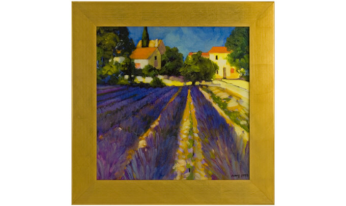 Appraisal: Modern Contemporary Varnished over Print Titled Lavender Field Signed and