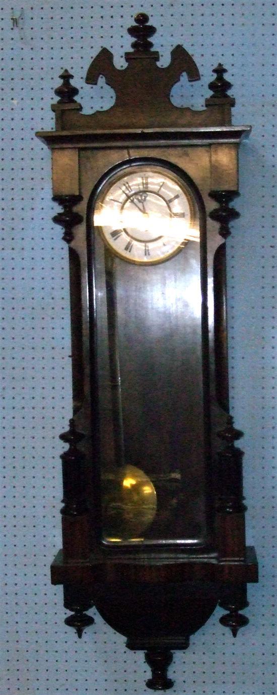 Appraisal: Mahogany cased Vienna style wall clock with enamelled dial and