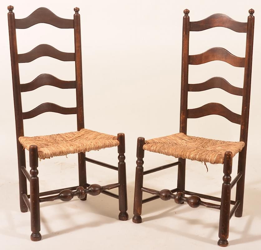 Appraisal: Pair of Delaware Valley ladder-back Side chairs Pair of Delaware