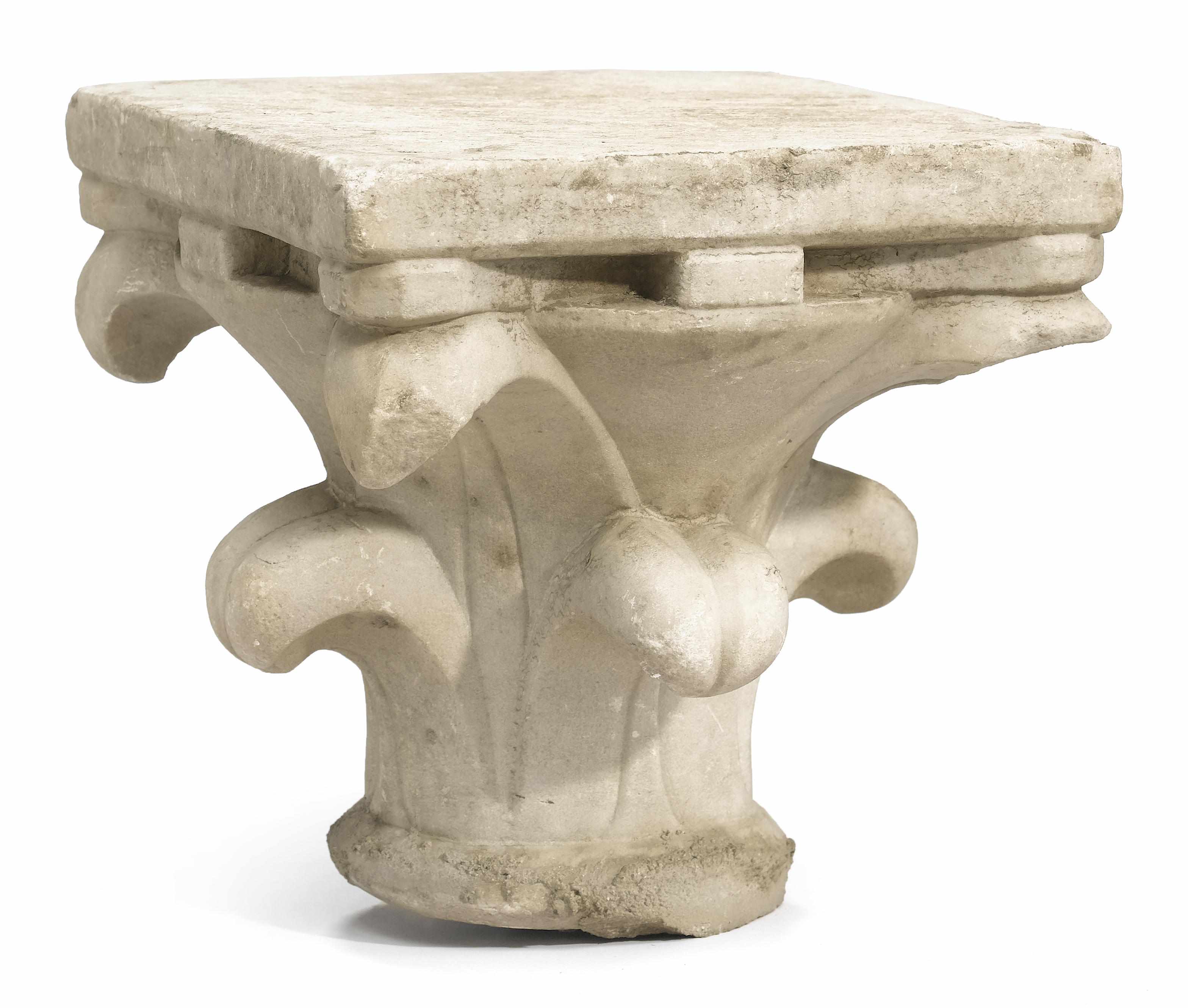 Appraisal: A Gothic style carved marble capital th century height in