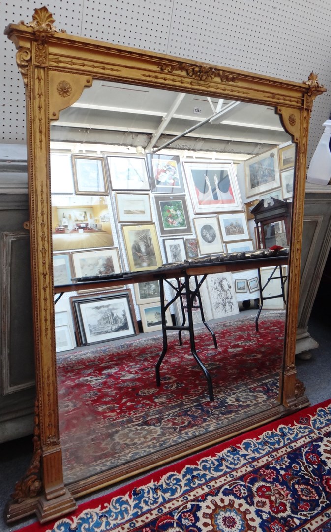 Appraisal: A Victorian gilt framed overmantel mirror with moulded decoration cm