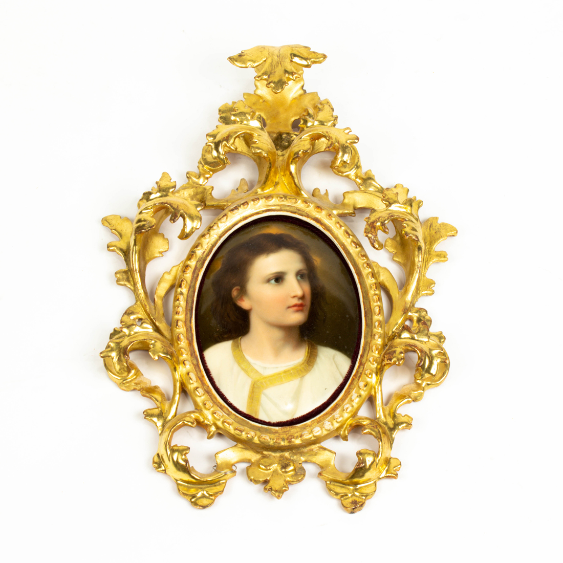 Appraisal: BERLIN KPM PORCELAIN PORTRAIT PLAQUE IN GILT GESSO FLORENTINE FRAME