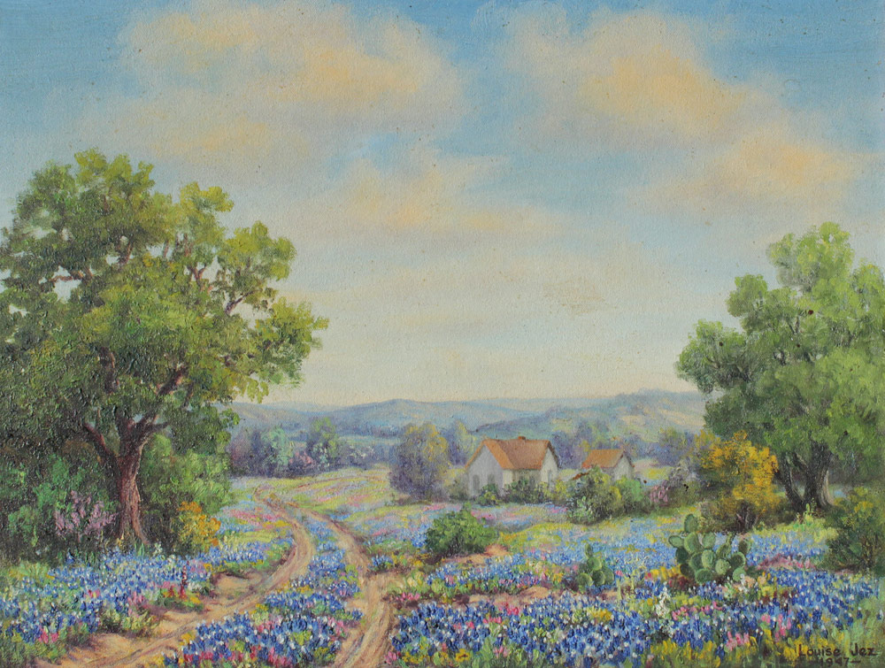 Appraisal: JEZ Louise American - Texas Landscape with Blue Bonnets Oil