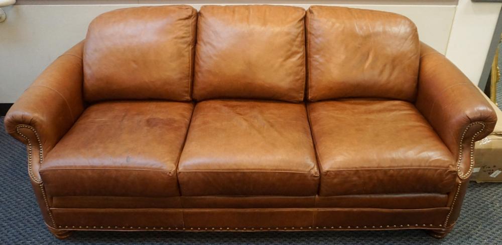 Appraisal: Modern Brown Leather Upholstered Sofa by Smith Bros of Berne