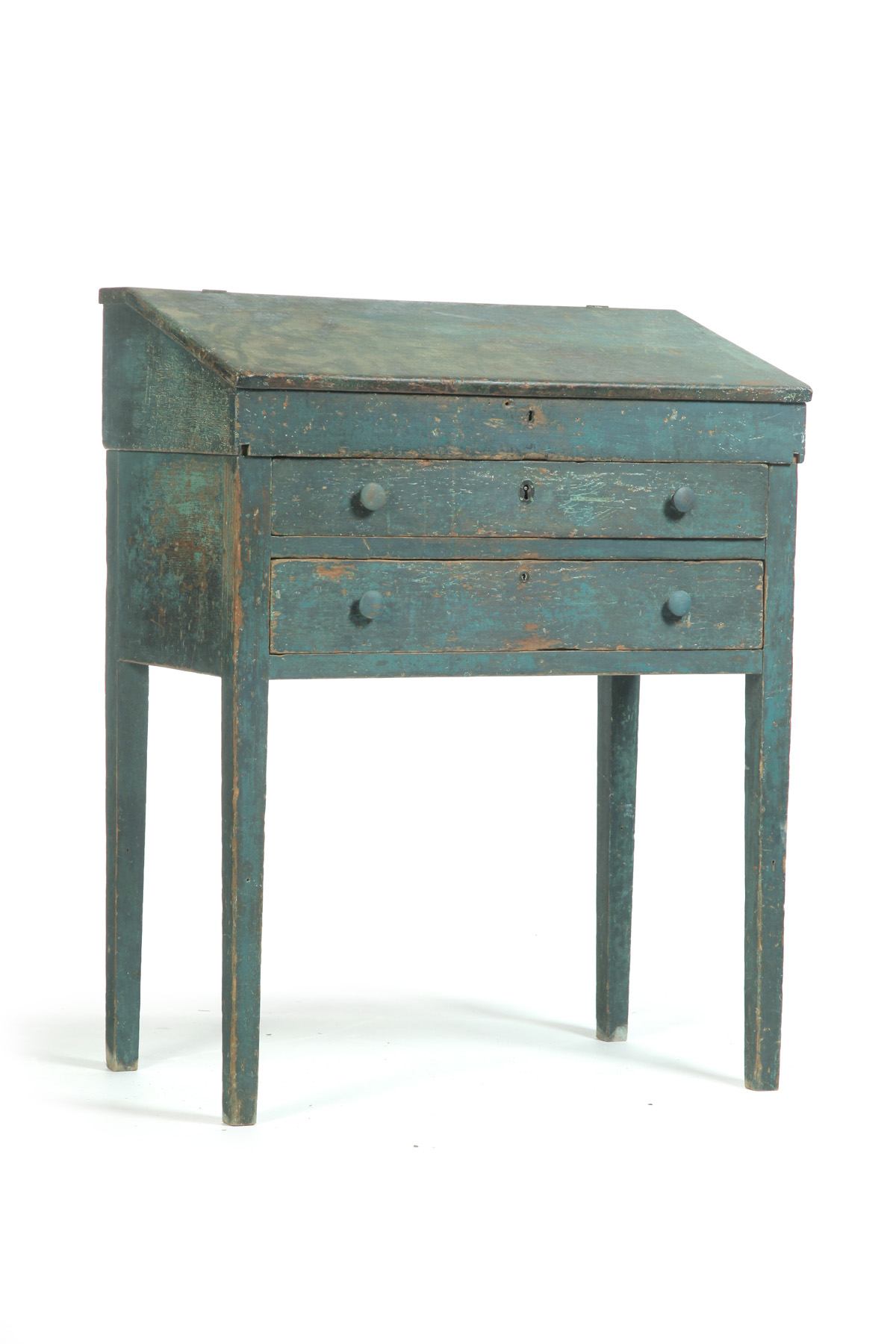 Appraisal: AMERICAN PAINTED SCHOOLMASTER'S DESK Mid th century pine Slant-lid over