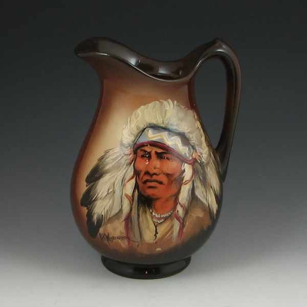 Appraisal: Large Wihoa's Pitcher with Rick Wisecarver Native American Portrait ''