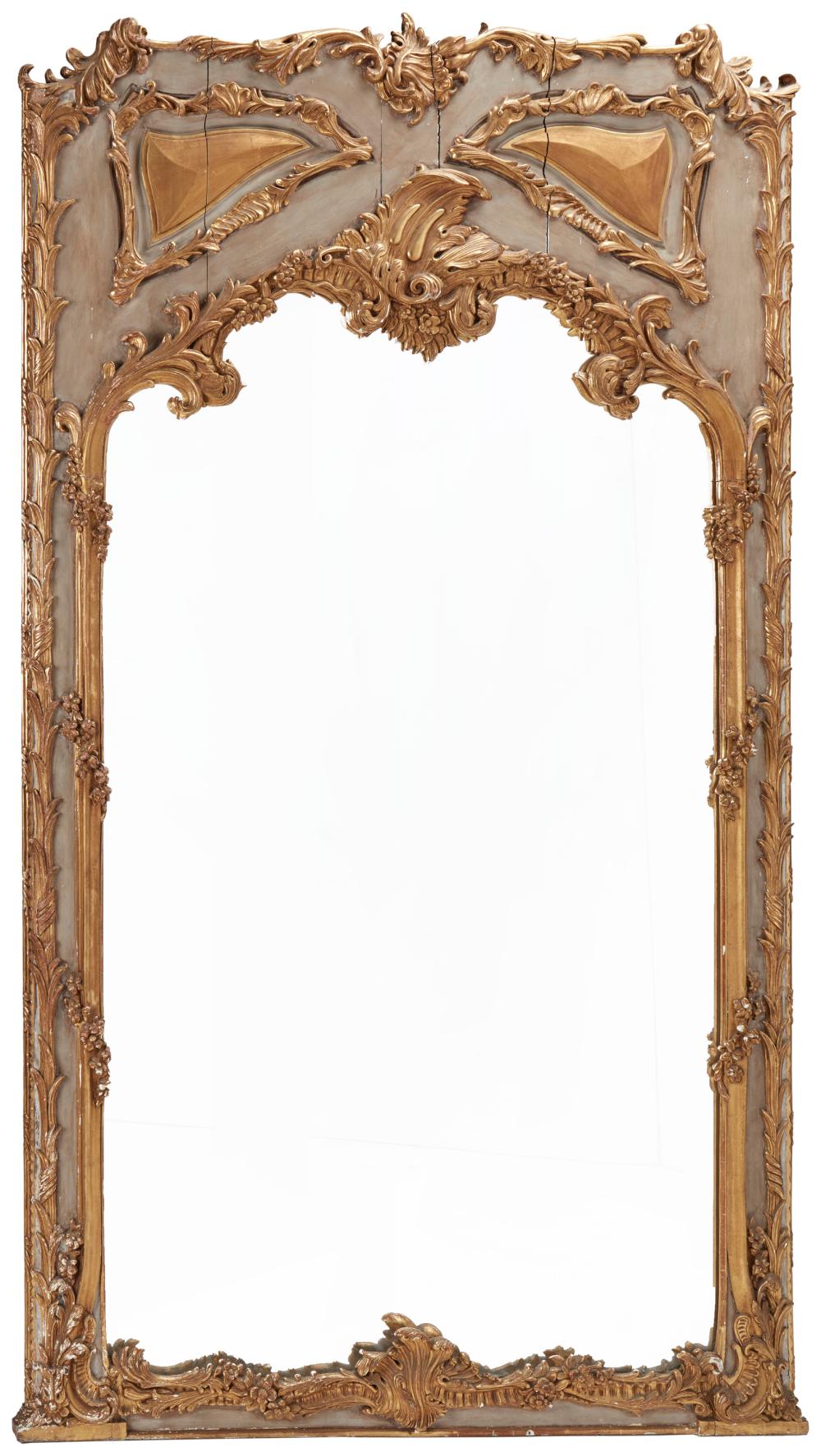 Appraisal: A French carved giltwood wall mirror Fourth-Quarter th Century With