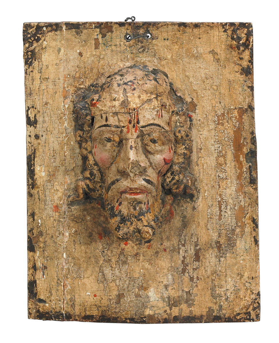 Appraisal: Spanish Colonial Carved and Polychromed Mask of Christ th Century