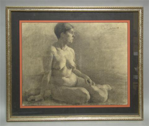 Appraisal: COLLISEN FEMALE NUDE Graphite on paper x in sight Framed