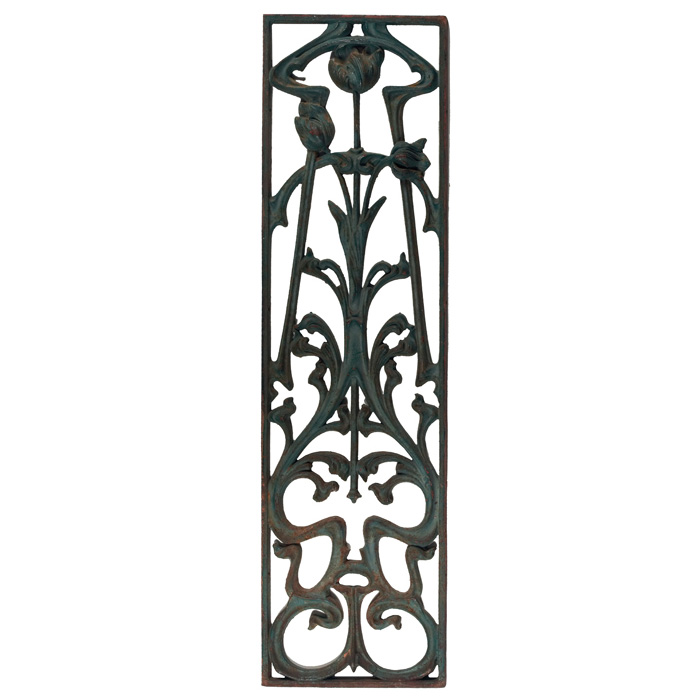 Appraisal: French door grille in the style of Hector Guimard wrought