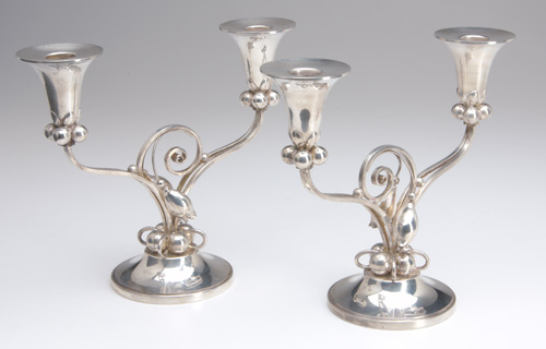 Appraisal: Pair of Walter Meyer sterling candelabrum with ball and bud